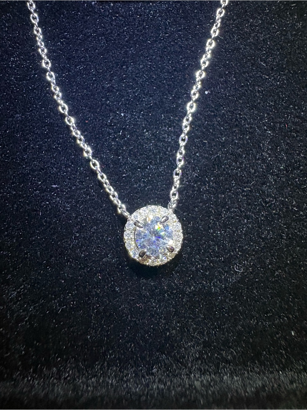 925 Sterling Silver Moissanite Stud Necklace